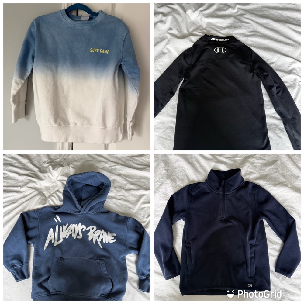 Kids XS sweater tops.Zara, Gap, Under Armor .